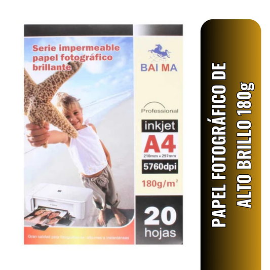 PAPEL FOTOGRÁFICO DE ALTO BRILLO 180g