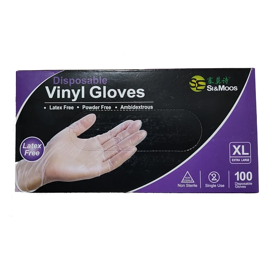 GUANTES VINILO TRANSPARENTES SIN POLVO x100 UNIDADES (S a XL)