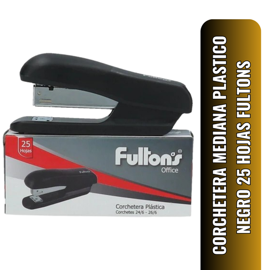 CORCHETERA MEDIANA PLASTICO NEGRO 25 HOJAS FULTONS